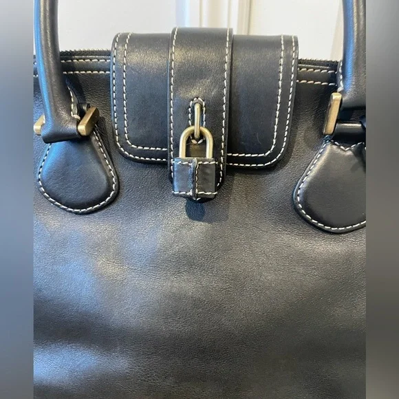 J. Crew Black Leather Satchel Handbag - Picture 3 of 11